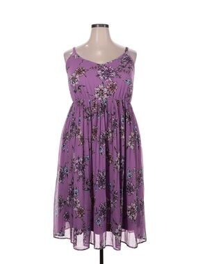 Torrid Purple Floral Spaghetti-Strap Midi Dress